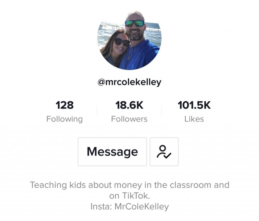 A screenshot of @mrcolekelly's TikTok account. 