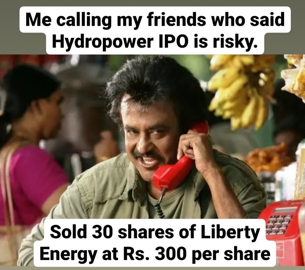 I sold 30 shares of Liberty Energy at Rs. 300 per share.