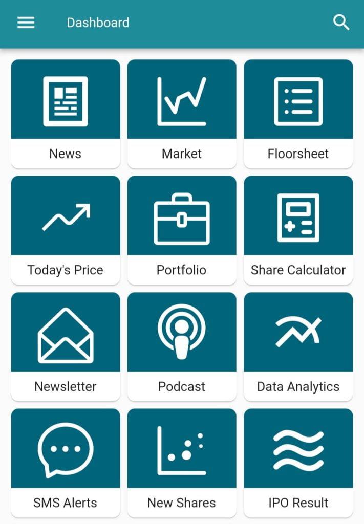 Dashboard of Merolagani app, one of the best stock market apps in Nepal