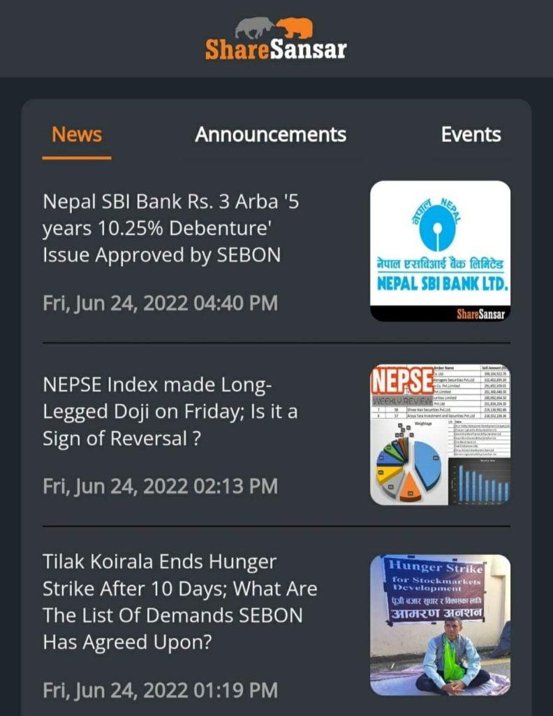 Like its website, Sharesansar's app is also known for impartial news coverage.