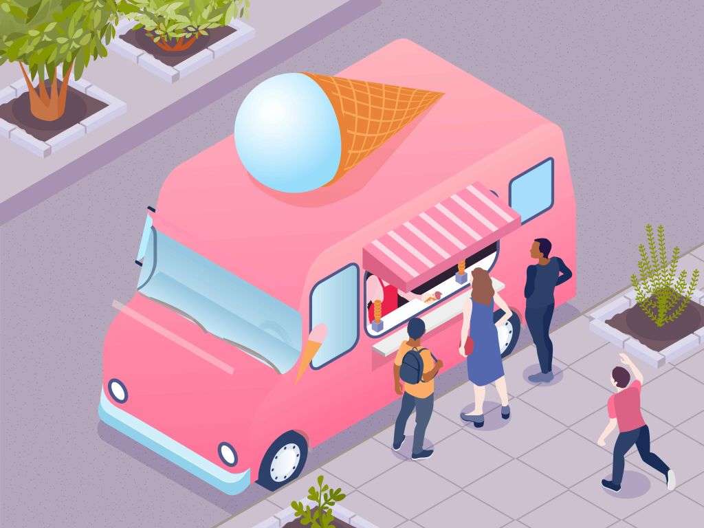 vector illustration of an ice cream vending van, like the one Duncan Bannatyne had.
