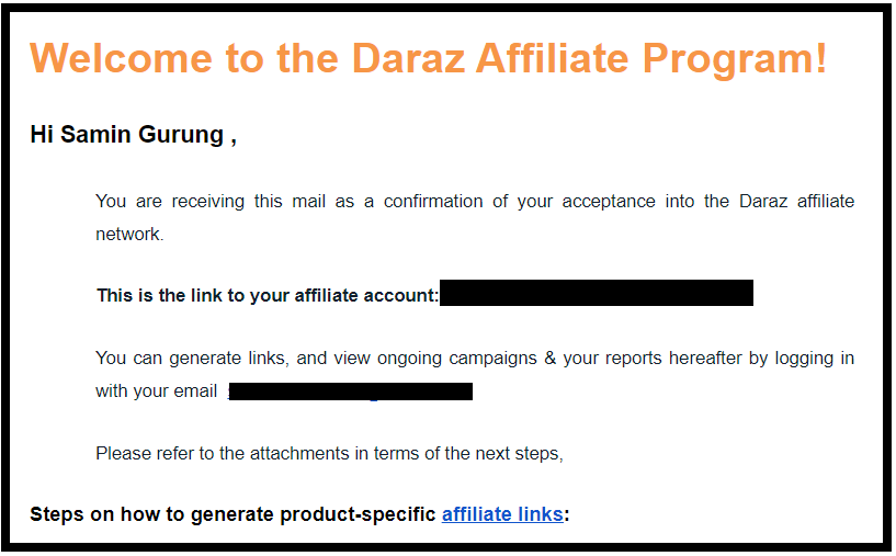 I got accepted into Daraz Nepal's affiliate marketing program. 